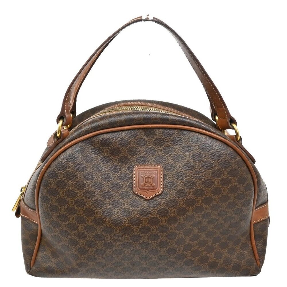 CELINE Logo Macadam Pattern Hand Bag PVC Leather GHW Made in Itay 66KB744